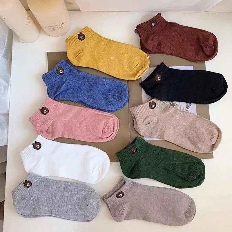 [10 PAIRS] Soft Cute Bear Sport  Ankle Socks