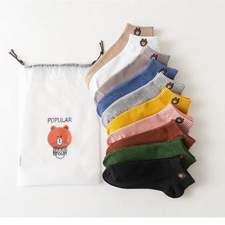 [10 PAIRS] Soft Cute Bear Sport  Ankle Socks