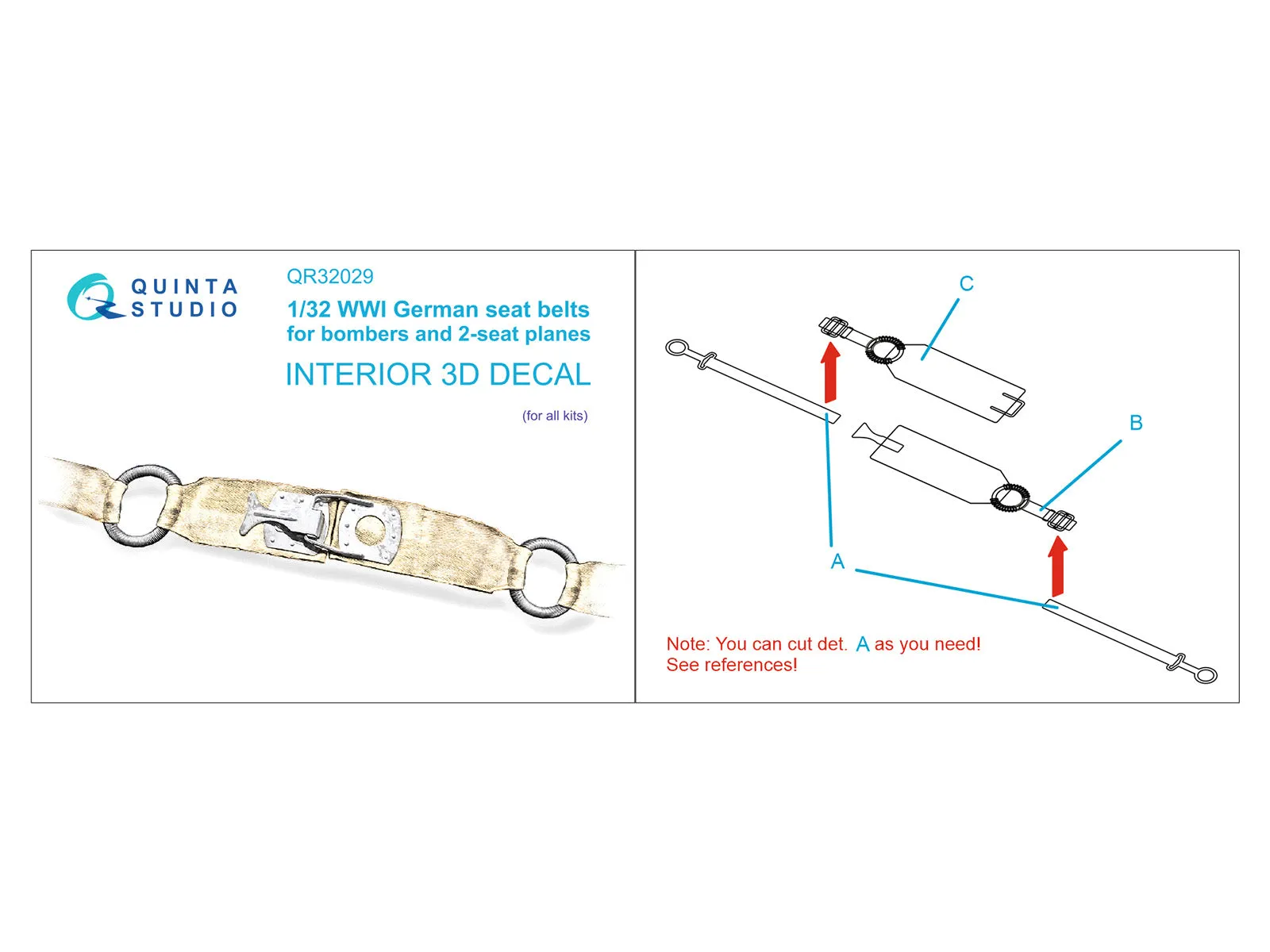 1/32 Quinta Studio WWI German seats Belts for bombers (All Kits) QR32029