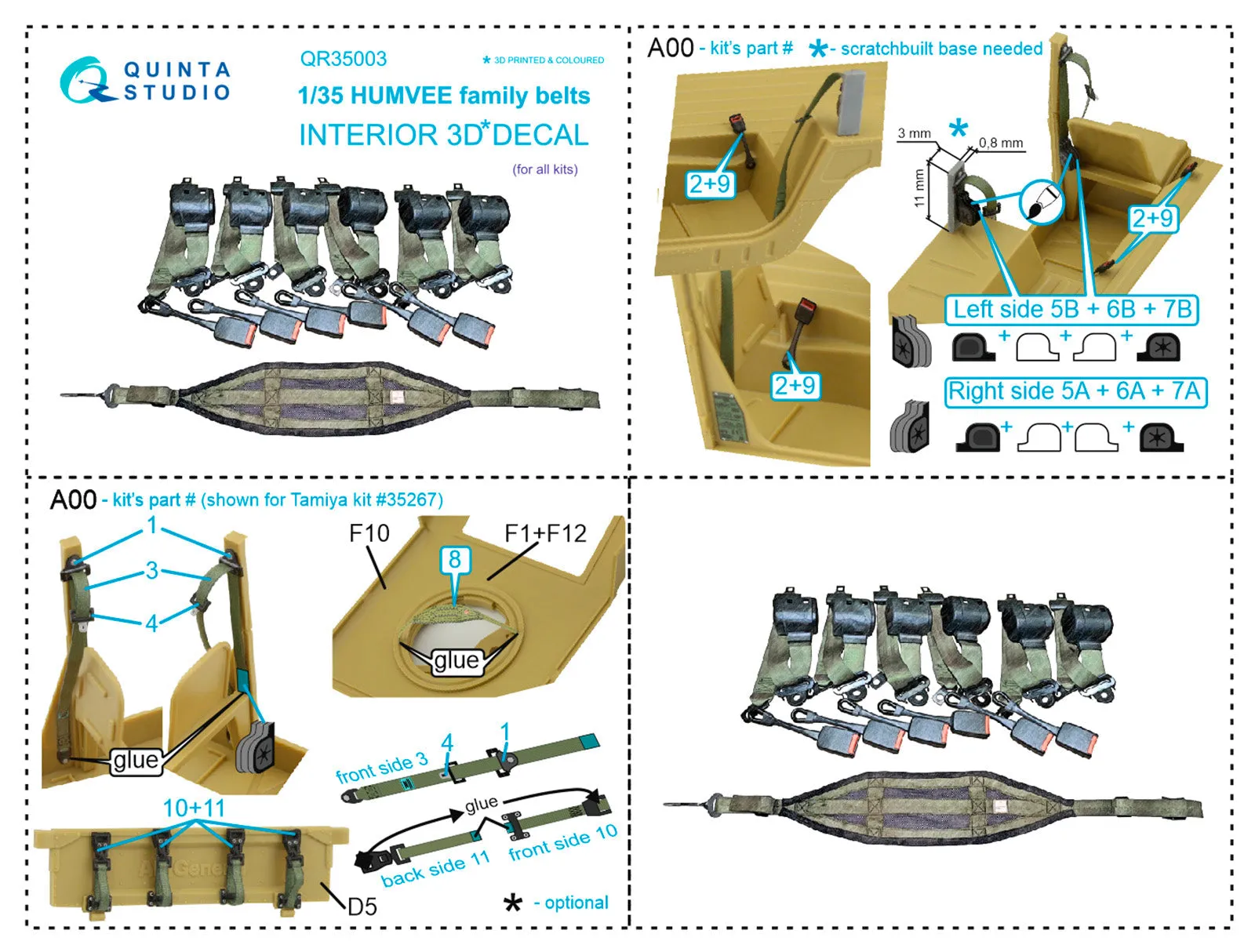 1/35 Quinta Studio HUMVEE Family 3D-Printed belts (for all kits) QR35003
