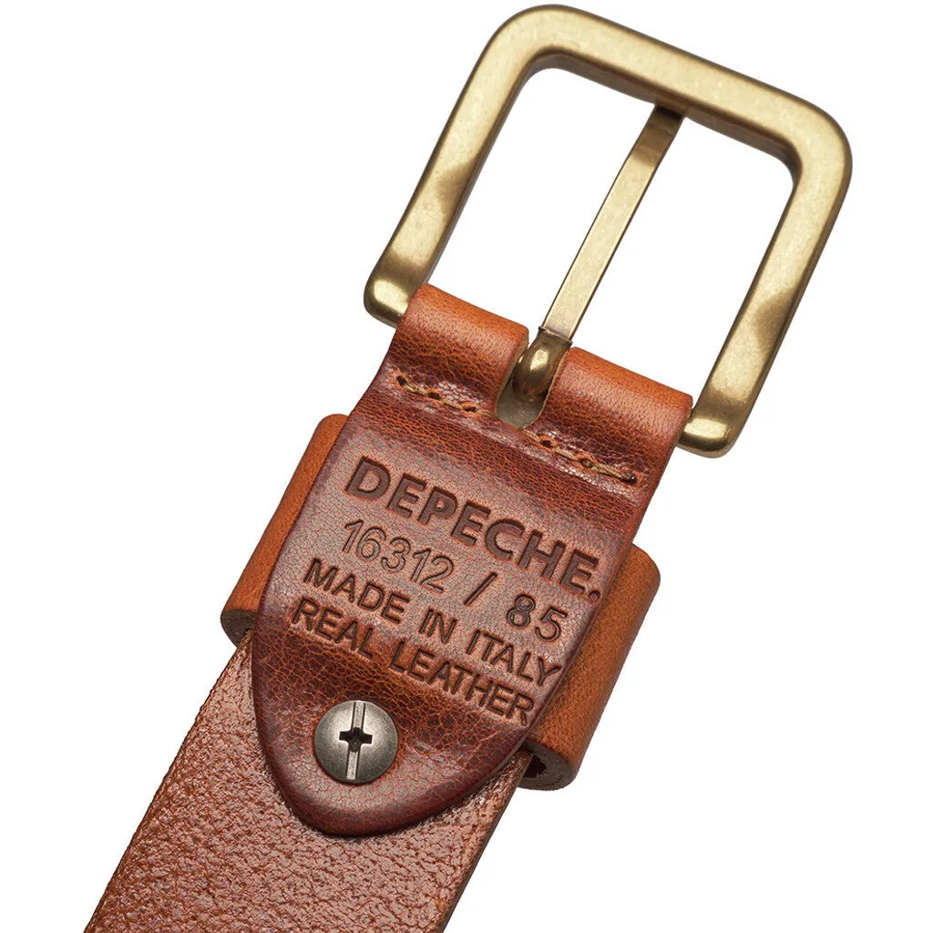 Belt with beautiful embroidery / 16312 - Dark cognac