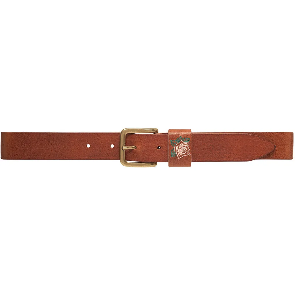 Belt with beautiful embroidery / 16312 - Dark cognac