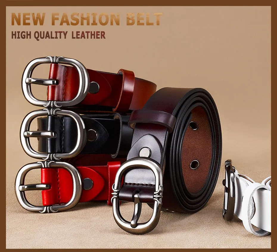 BHK™ Fashion Metal Grommet Hole Genuine Leather Belts for Women