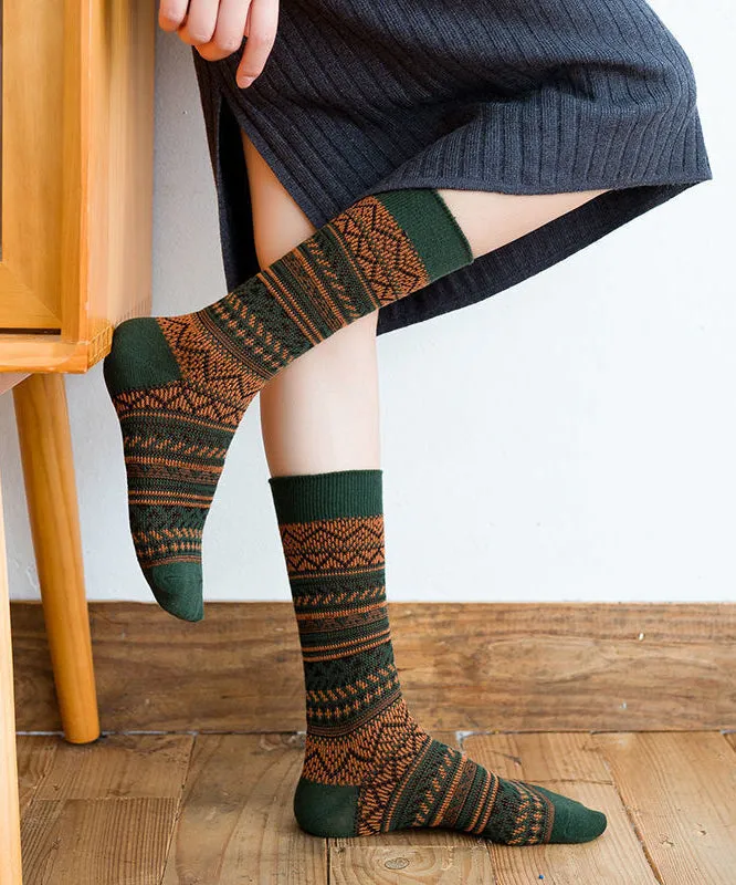 Casual Striped Thick Cotton Mid Calf Socks