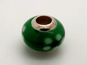 Charmlinks Green Flower Patterned Glass Bead