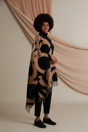 Colette Patterned Wool Scarf Chestnut