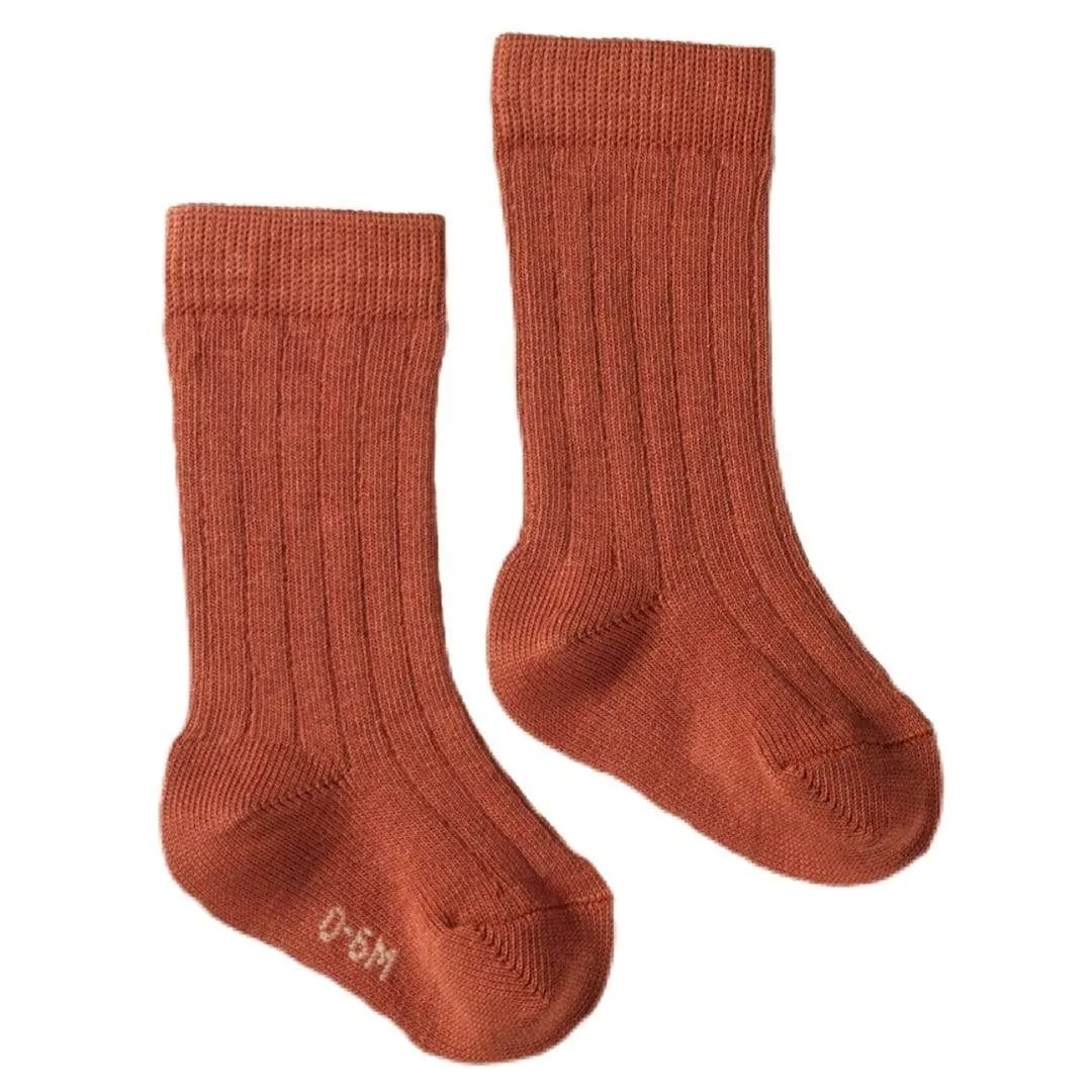 Cotton Rib Socks - Clay