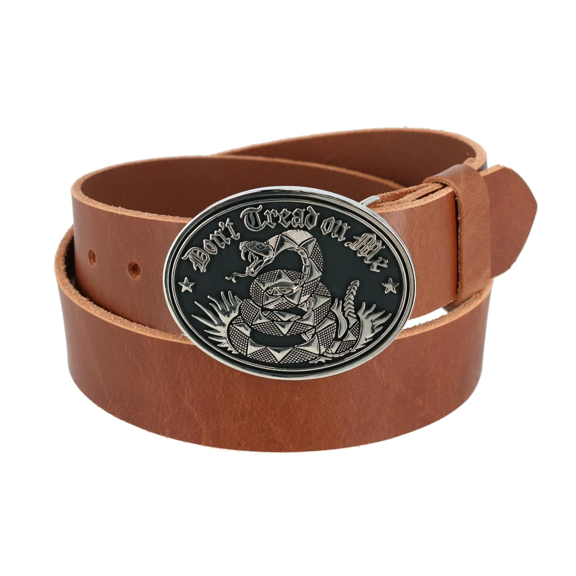 CTM® Men's Bridle Belt with Don't Tread on Me Buckle (2 Buckle Set)