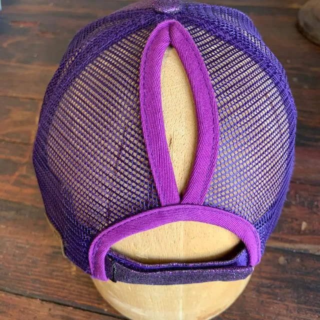 GLITTER QRVS PATCH HIGH PONYTAIL BALL CAP