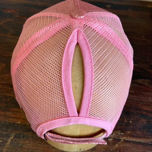 GLITTER QRVS PATCH HIGH PONYTAIL BALL CAP