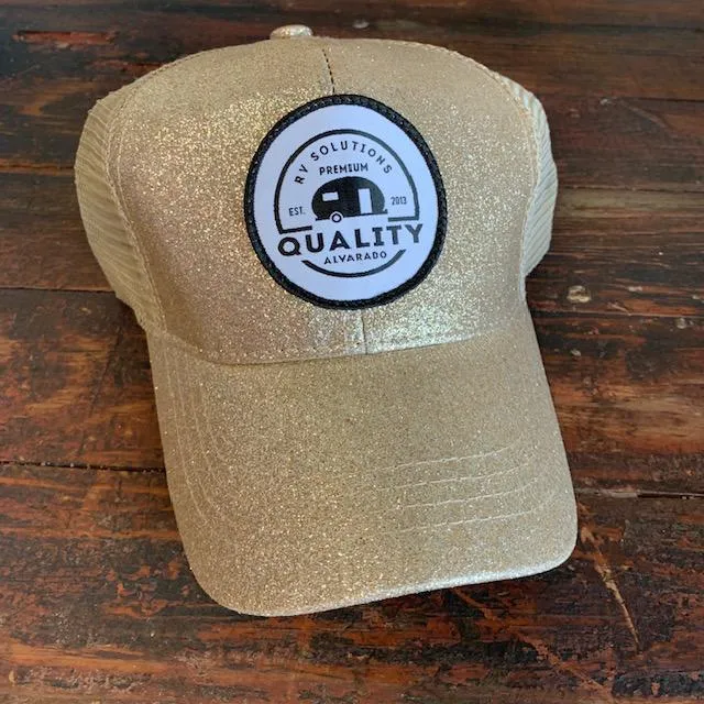 GLITTER QRVS PATCH HIGH PONYTAIL BALL CAP