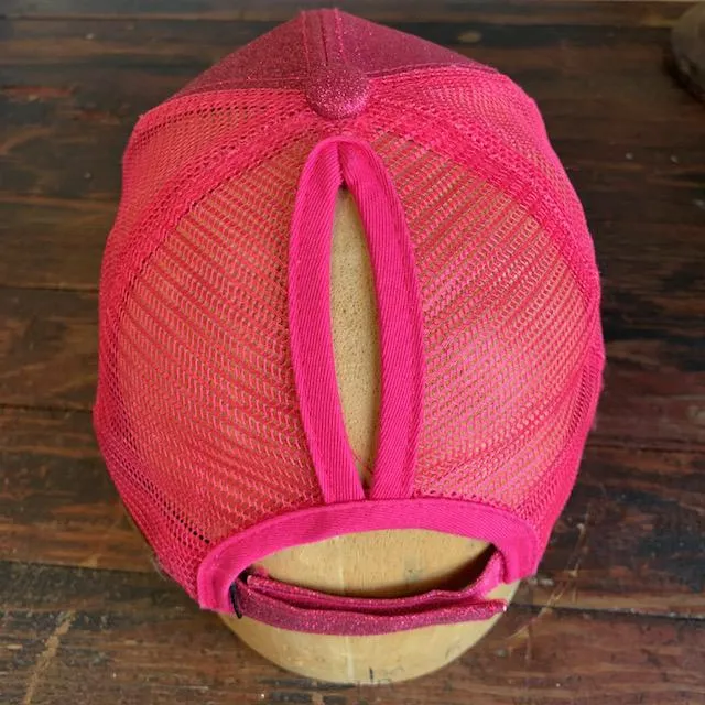 GLITTER QRVS PATCH HIGH PONYTAIL BALL CAP