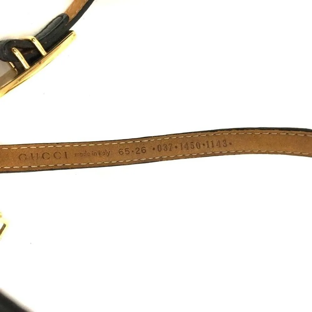 Gucci black leather skinny belt with gold clasp