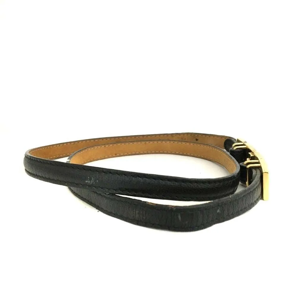 Gucci black leather skinny belt with gold clasp