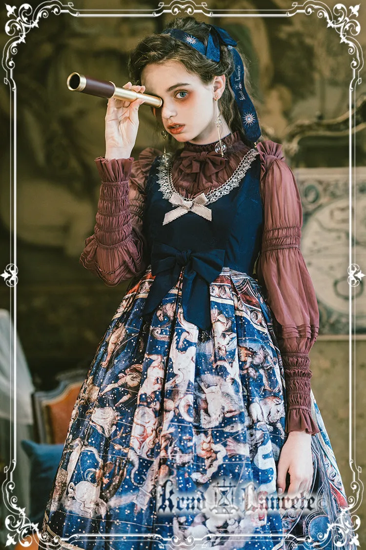 Krad Lanrete~Elegant Lolita Dark Blue Zodiac Print JSK