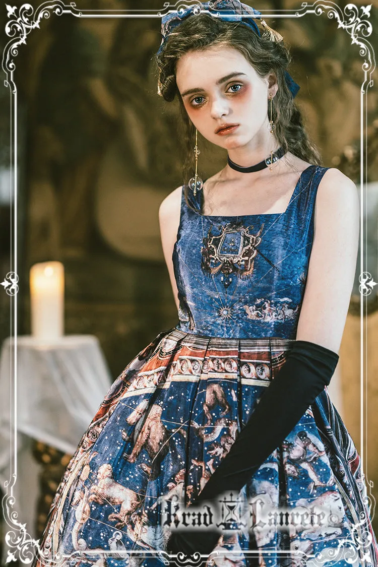Krad Lanrete~Elegant Lolita Dark Blue Zodiac Print JSK