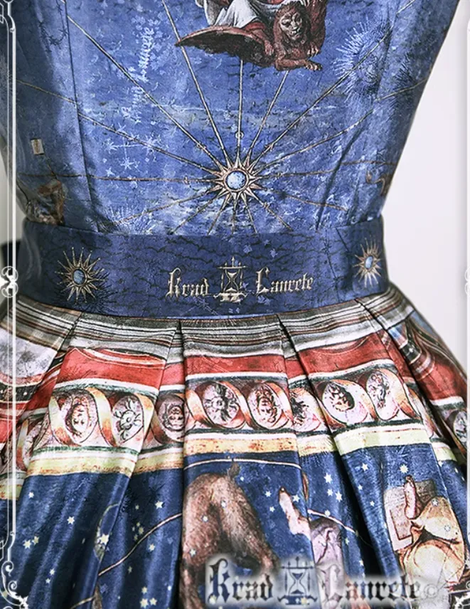 Krad Lanrete~Elegant Lolita Dark Blue Zodiac Print JSK