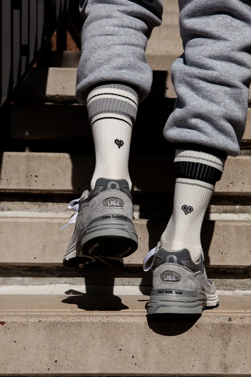 Men's Mismatched Vintage Stripe Socks - Black, Gray, & White