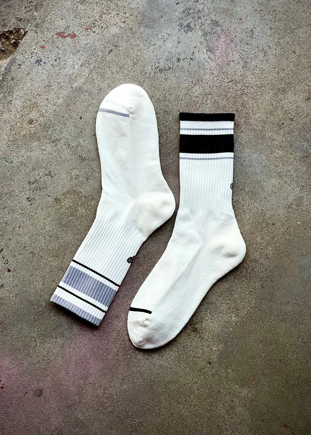Men's Mismatched Vintage Stripe Socks - Black, Gray, & White