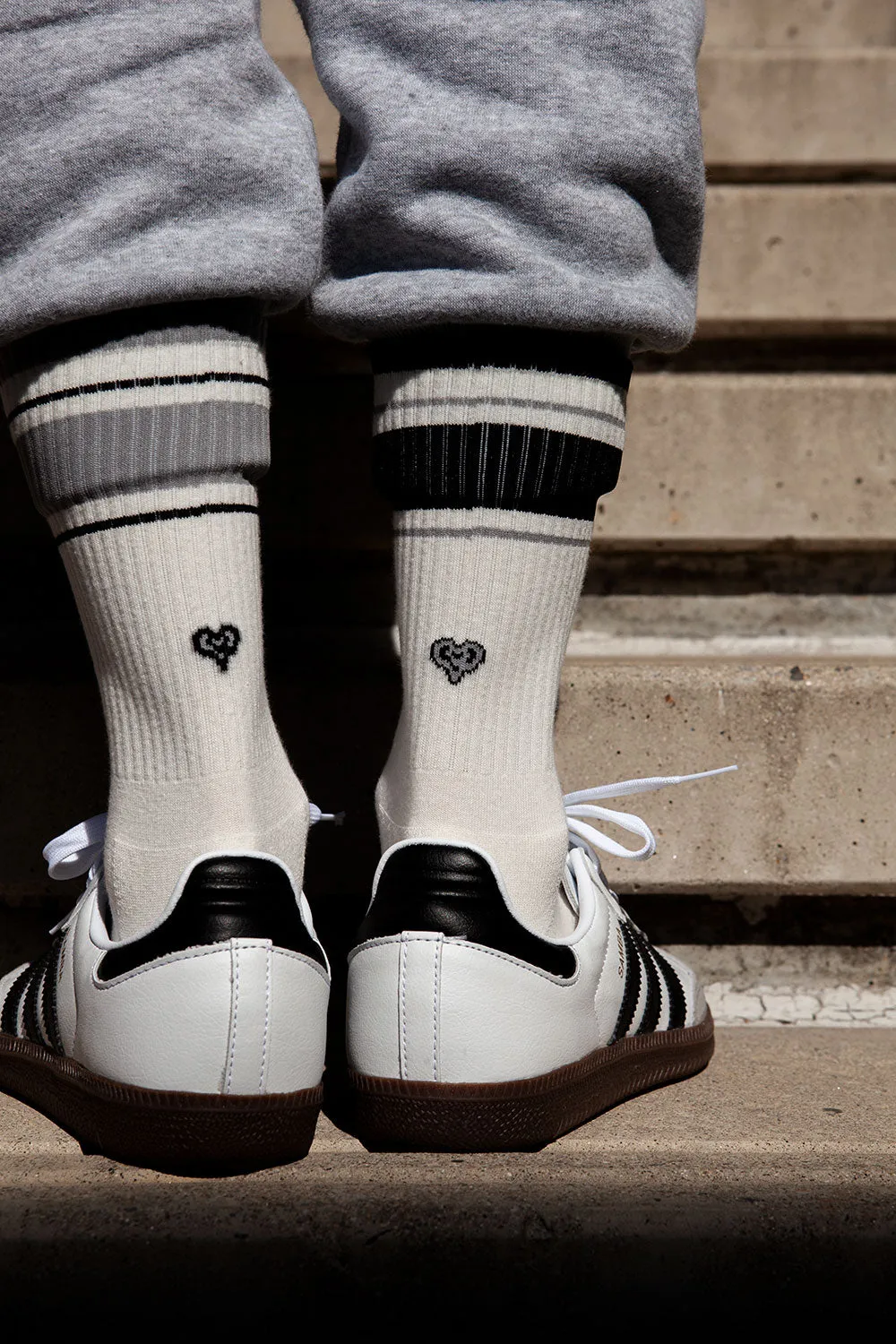 Men's Mismatched Vintage Stripe Socks - Black, Gray, & White