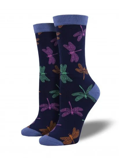 Navy Dragonfly Bamboo Socks (Women's)