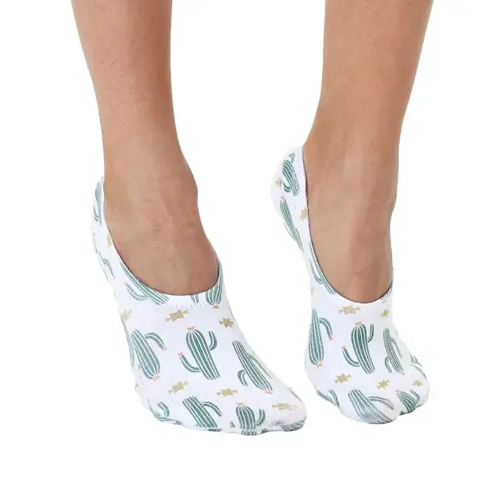 NO Shoe Socks-Wht Cactus