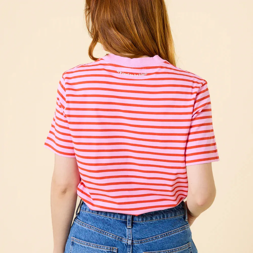 Organic Cotton T-Shirt (Striped) in Pink/Red