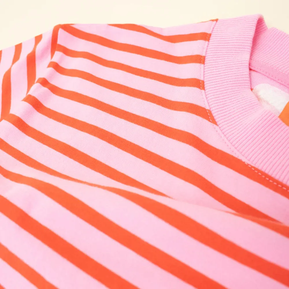 Organic Cotton T-Shirt (Striped) in Pink/Red