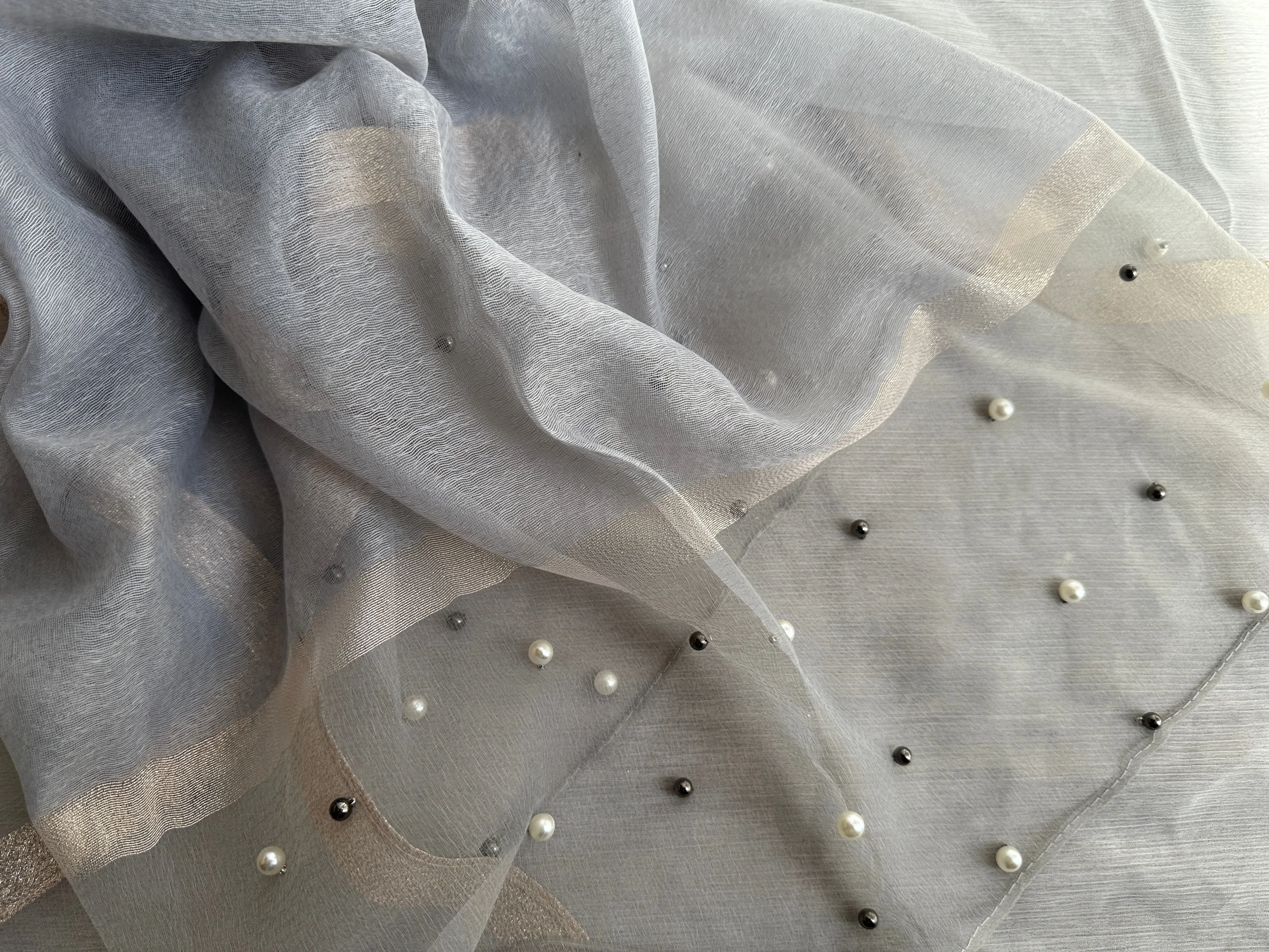 Pearl Organza-Ice Blue- Luxury Hijabs