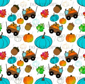 PV125 pumpkins, leaves and wagons vinyl sheet